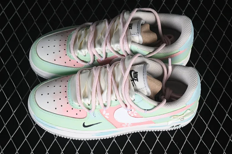 All categories Nk Air Force 1 Air Force series Nk Air Force 1 Low Air Force low top Nike Air Force 1'07 Low "Pink Cherry & Mint" Hand-painted graffiti Pink Cherry Mint Air Force One customized sneakers FB1839-818
